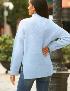 Ribbed High Neck Button Detail Jumper -Marksandspencer Sale Store MS 10 T83 9092S QE X EC 2