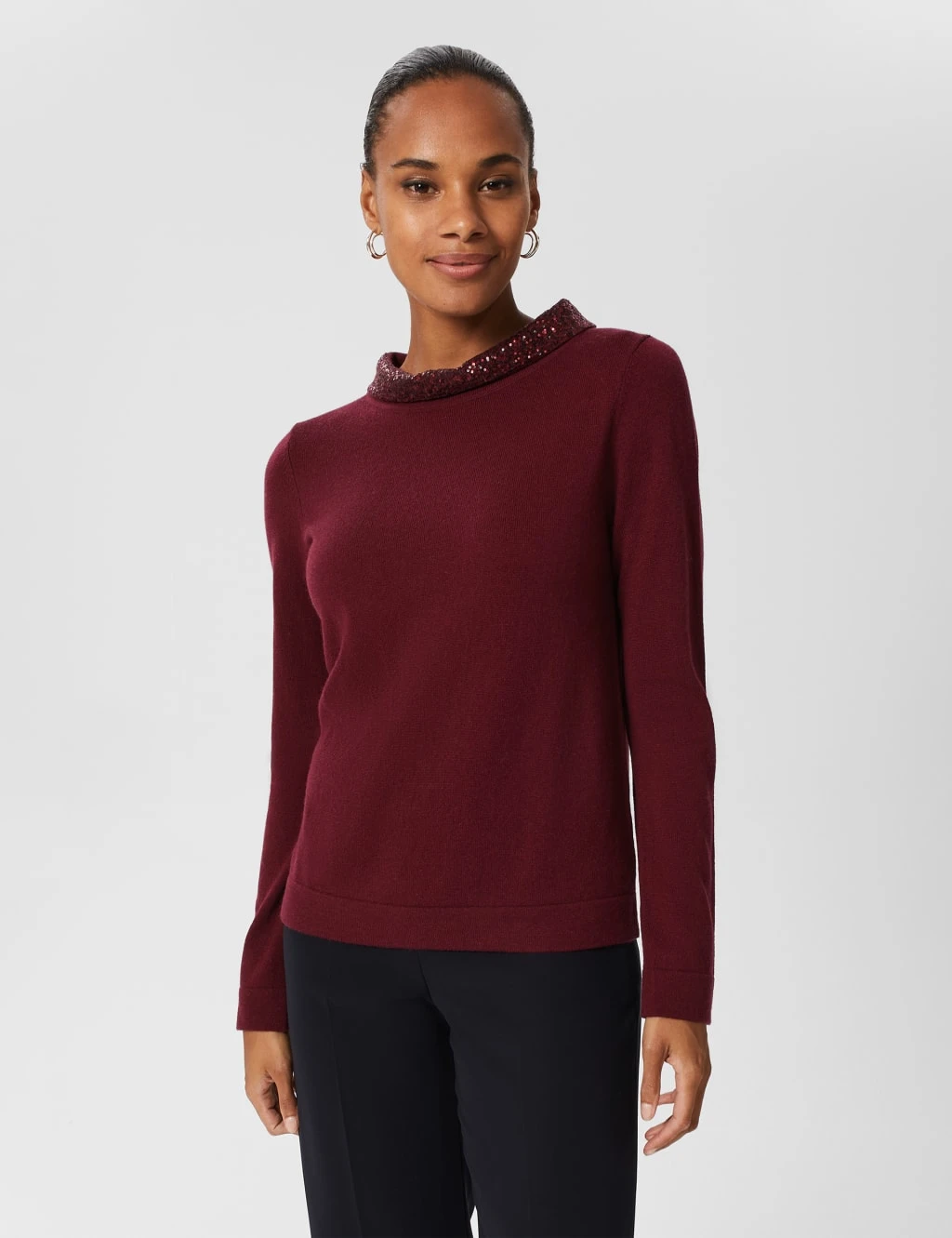 Wool Blend Sequin Round Neck Jumper 1 Wool Blend Sequin Round Neck Jumper