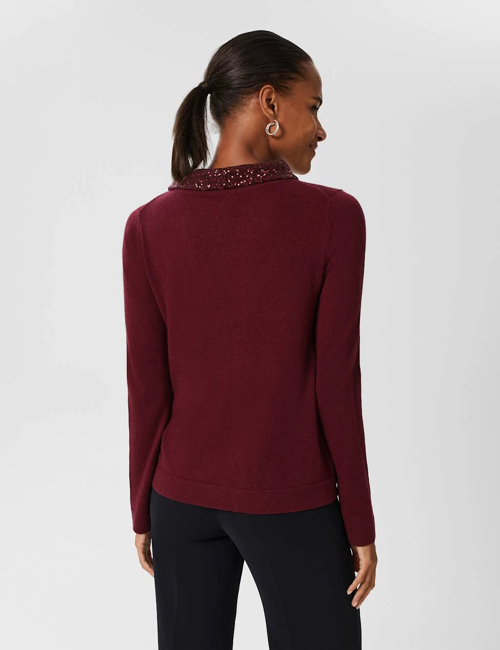 Wool Blend Sequin Round Neck Jumper 2 Wool Blend Sequin Round Neck Jumper - Image 2