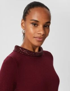 Wool Blend Sequin Round Neck Jumper 7 Wool Blend Sequin Round Neck Jumper -Marksandspencer Sale Store MS 10 T83 9311S XM X EC 3