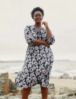 Cotton Rich Floral Midi Waisted Dress