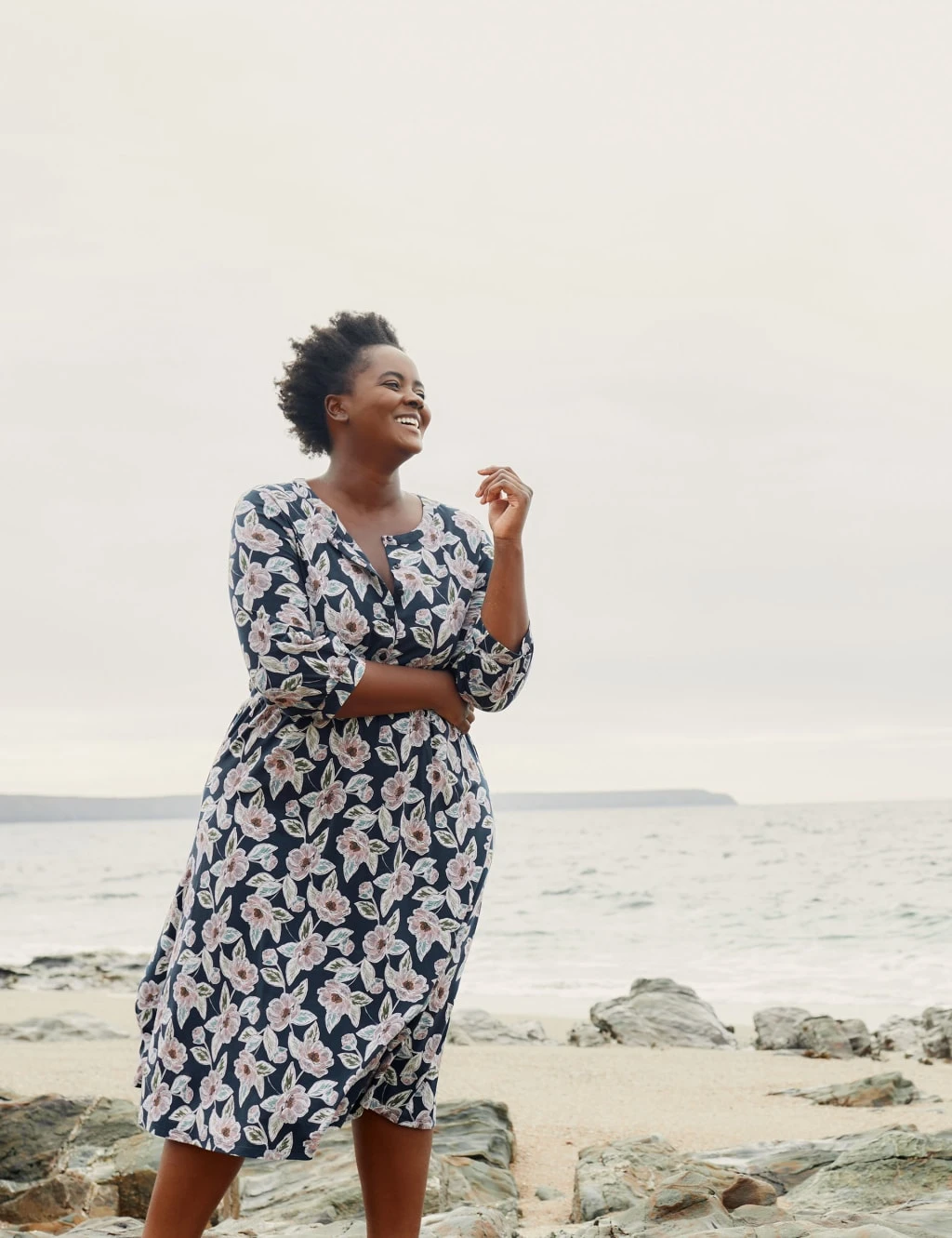 Cotton Rich Floral Midi Waisted Dress 3 Cotton Rich Floral Midi Waisted Dress - Image 3