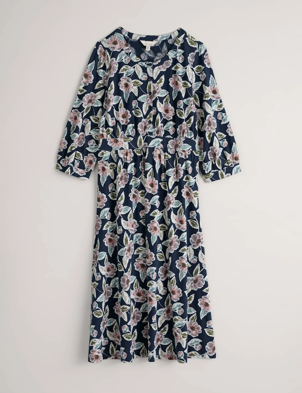 Cotton Rich Floral Midi Waisted Dress 2 Cotton Rich Floral Midi Waisted Dress - Image 2