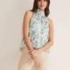 Floral Pleated High Neck Blouse -Marksandspencer Sale Store MS 10 T83 9832S ZZ X EC 0