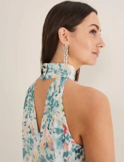 Floral Pleated High Neck Blouse -Marksandspencer Sale Store MS 10 T83 9832S ZZ X EC 2