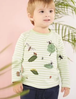 Frugi Organic Cotton Striped Insect T-Shirt (0-5 Yrs) -Marksandspencer Sale Store MS 10 T94 9674S J0 X EC 1