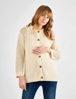 Maternity Cotton Blend Pointelle Cardigan