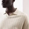 Mercerised Cotton Geometric Knitted Polo -Marksandspencer Sale Store Mercerised Cotton Geometric Knitted Polo