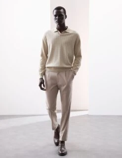 Mercerised Cotton Geometric Knitted Polo -Marksandspencer Sale Store Mercerised Cotton Geometric Knitted Polo 2