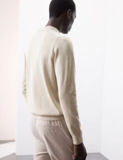 Mercerised Cotton Geometric Knitted Polo -Marksandspencer Sale Store Mercerised Cotton Geometric Knitted Polo 3