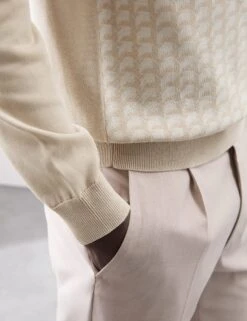 Mercerised Cotton Geometric Knitted Polo -Marksandspencer Sale Store Mercerised Cotton Geometric Knitted Polo 4