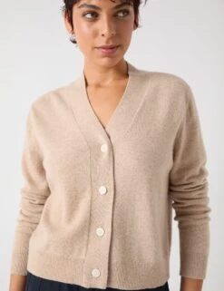 Merino Wool Rich V-Neck Cropped Cardigan