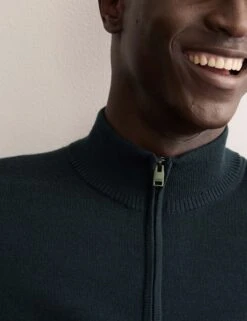 Jaeger Merino Wool Rich With Silk Half Zip Jumper -Marksandspencer Sale Store Merino Wool Rich with Silk Half Zip Jumper 3