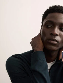 Jaeger Merino Wool Rich With Silk Half Zip Jumper -Marksandspencer Sale Store Merino Wool Rich with Silk Half Zip Jumper 5