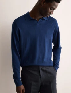 Jaeger Merino Wool Rich With Silk Knitted Polo