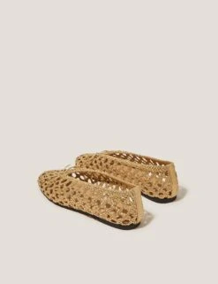 MONSOON Metallic Woven Bow Flat Ballet Pumps -Marksandspencer Sale Store Metallic Woven Bow Flat Ballet Pumps 2