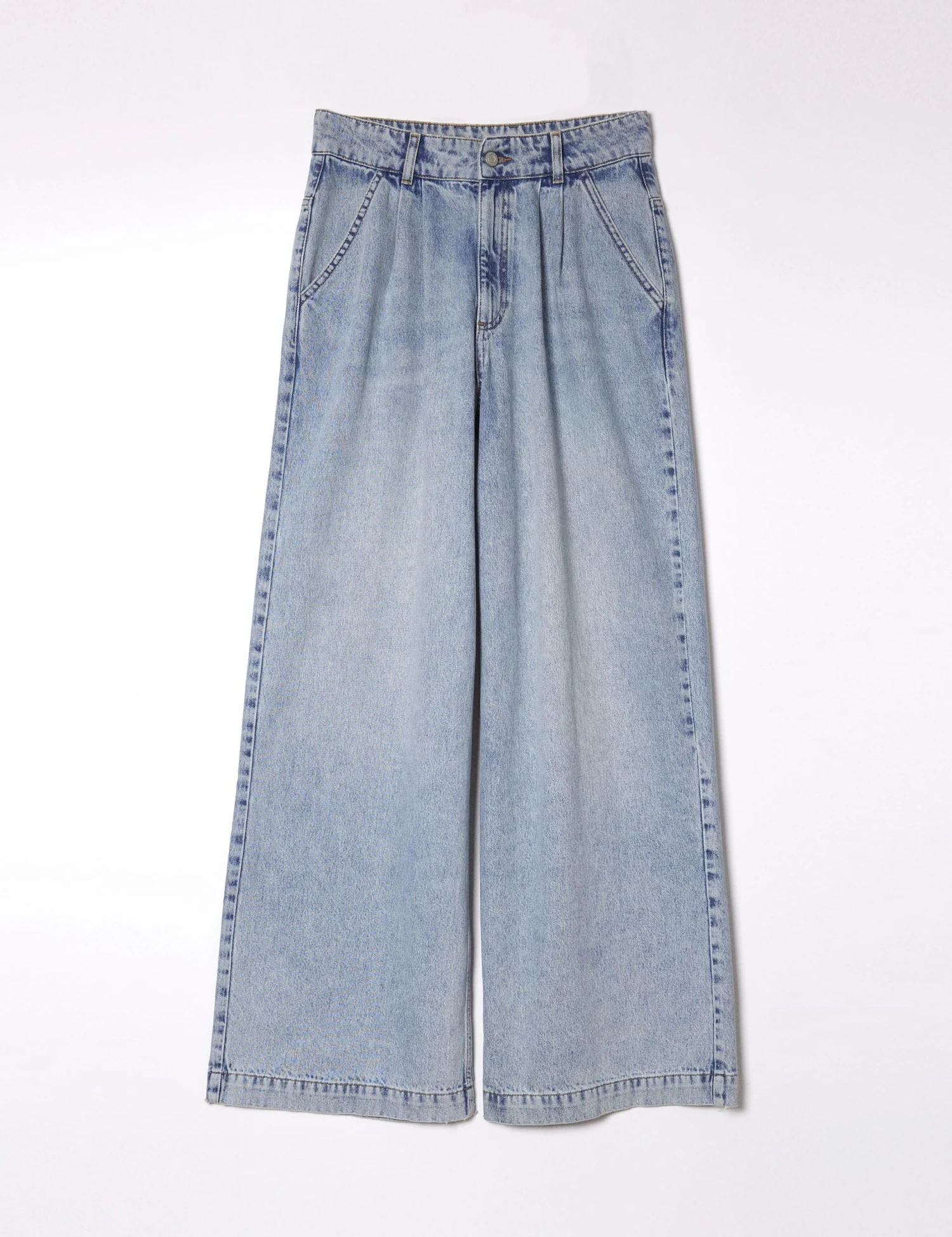 Mid Rise Pleat Front Wide Leg Jeans 2 Mid Rise Pleat Front Wide Leg Jeans - Image 2