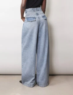 Mid Rise Pleat Front Wide Leg Jeans 10 Mid Rise Pleat Front Wide Leg Jeans -Marksandspencer Sale Store Mid Rise Pleat Front Wide Leg Jeans 2