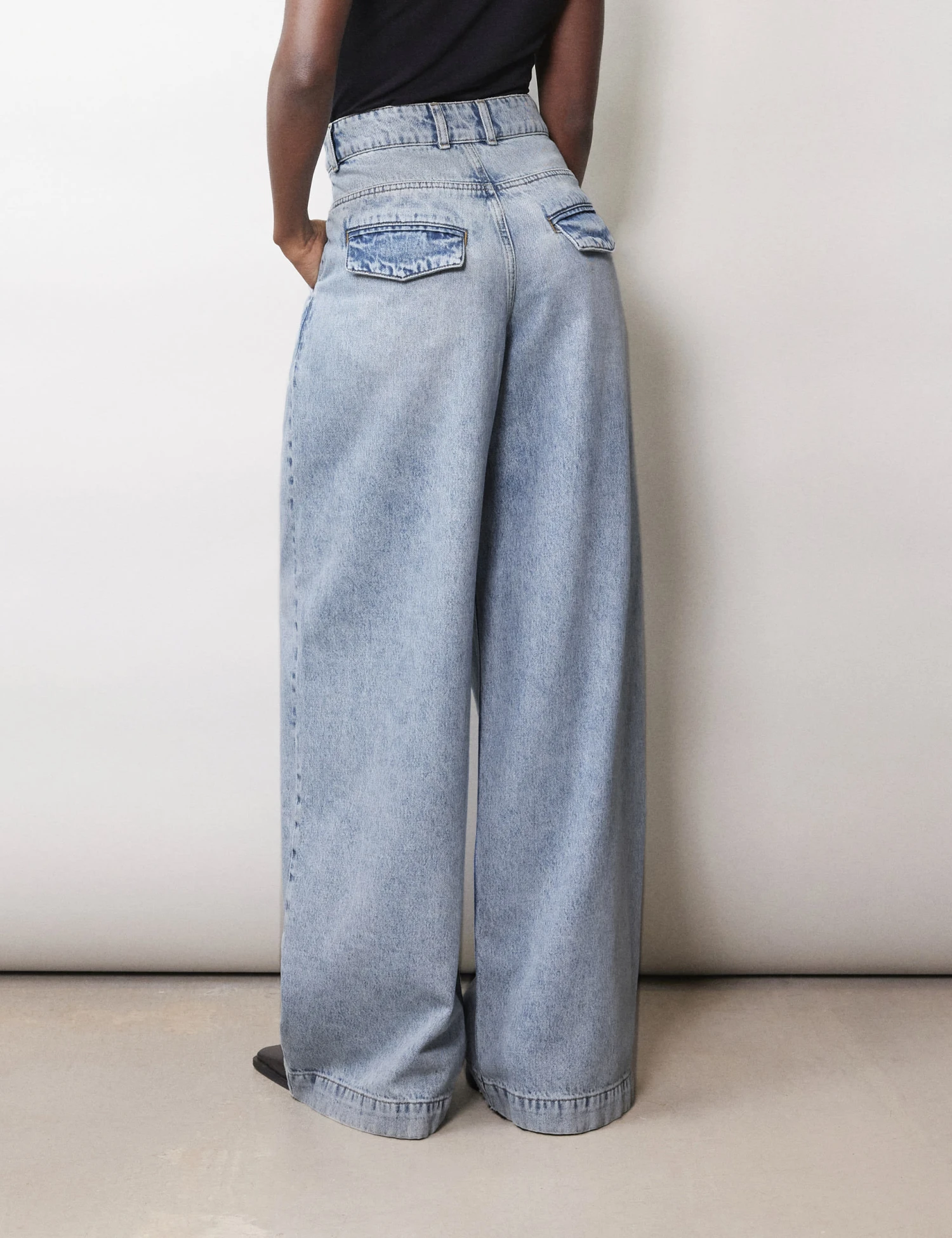 Mid Rise Pleat Front Wide Leg Jeans 3 Mid Rise Pleat Front Wide Leg Jeans - Image 3