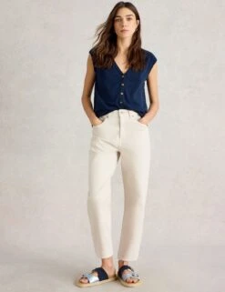 WHITE STUFF Mid Rise Tapered Cropped Jeans