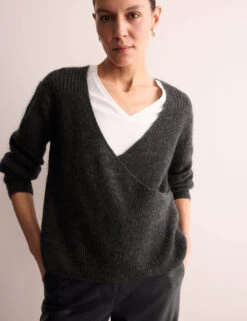 Jaeger Mohair Blend Wrap Jumper -Marksandspencer Sale Store Mohair Blend Wrap Jumper 5