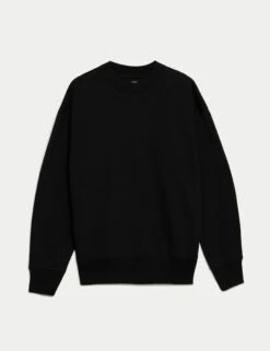 Oversized Cotton Rich Crew Neck Sweatshirt -Marksandspencer Sale Store Oversized Cotton Rich Crew Neck Sweatshirt 1
