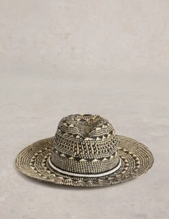 WHITE STUFF Patterned Textured Fedora Hat