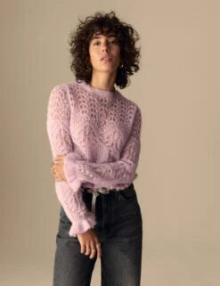 Pointelle Ruffle Fitted Jumper With Alpaca -Marksandspencer Sale Store Pointelle Ruffle Fitted Jumper with Alpaca 3