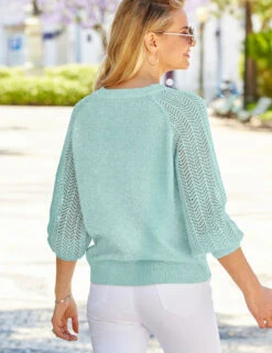 Pointelle V-Neck Jumper -Marksandspencer Sale Store Pointelle V Neck Jumper 2