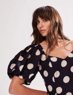 Polka Dot Puff Sleeve Midaxi Tea Dress -Marksandspencer Sale Store Polka Dot Puff Sleeve Midaxi Tea Dress 3