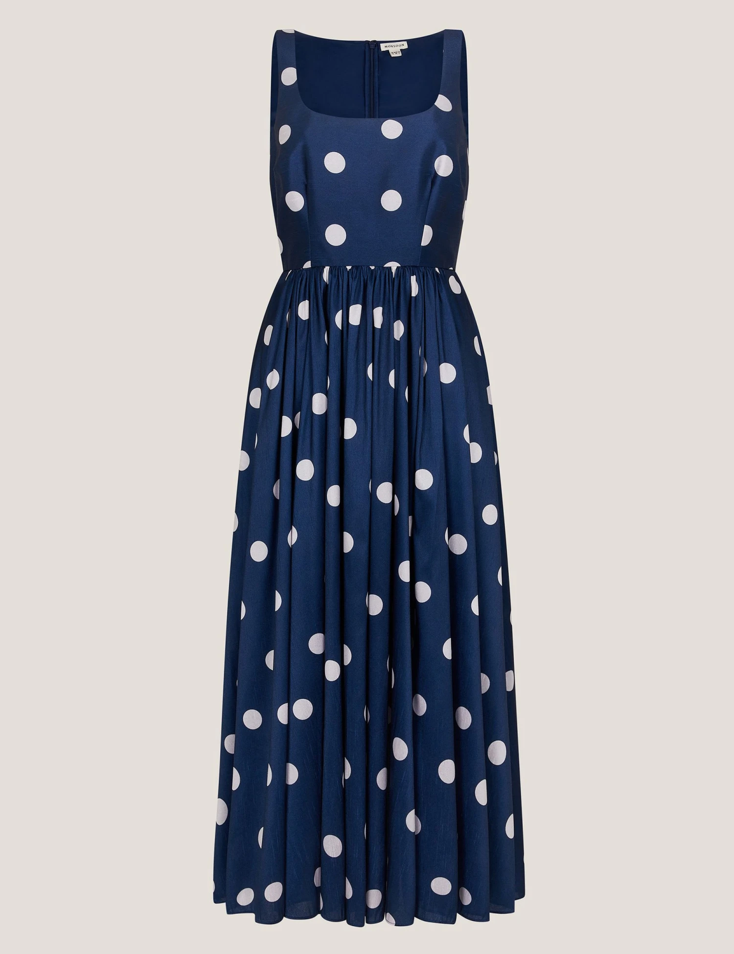 MONSOON Polka Dot Square Neck Midi Waisted Dress 2 MONSOON Polka Dot Square Neck Midi Waisted Dress - Image 2