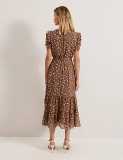 Polka Dot Tie Waist Midi Tiered Dress -Marksandspencer Sale Store Polka Dot Tie Waist Midi Tiered Dress 2
