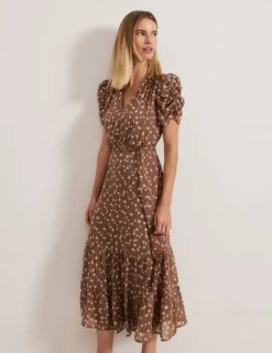 Polka Dot Tie Waist Midi Tiered Dress -Marksandspencer Sale Store Polka Dot Tie Waist Midi Tiered Dress 3