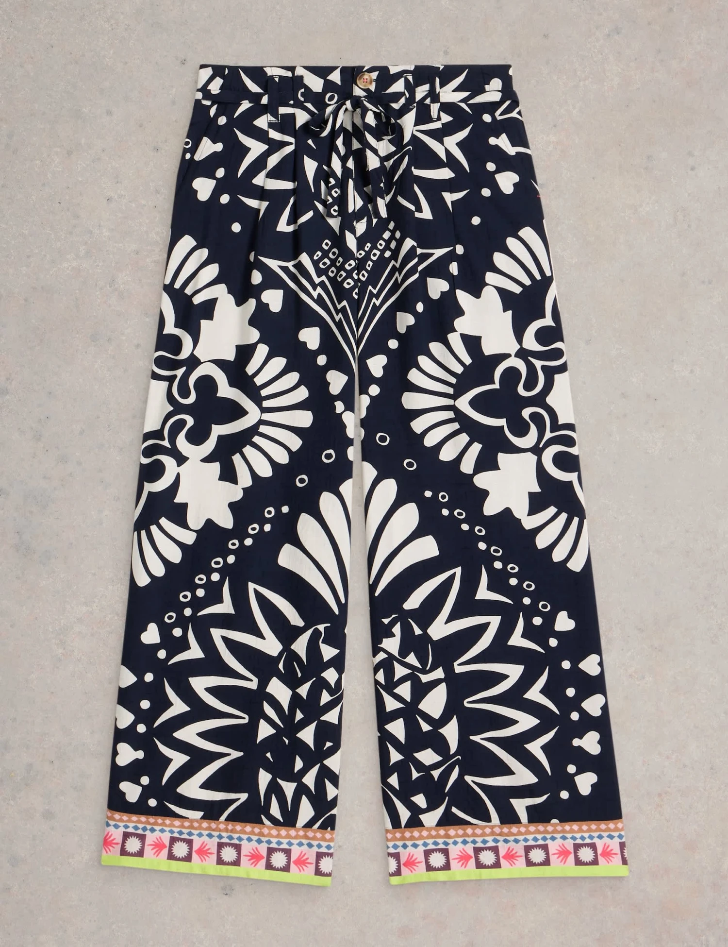 WHITE STUFF Printed Belted Wide Leg Trousers 2 WHITE STUFF Printed Belted Wide Leg Trousers - Image 2
