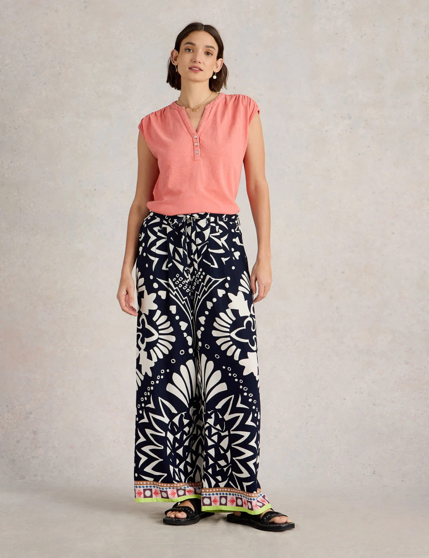 WHITE STUFF Printed Belted Wide Leg Trousers 3 WHITE STUFF Printed Belted Wide Leg Trousers - Image 3