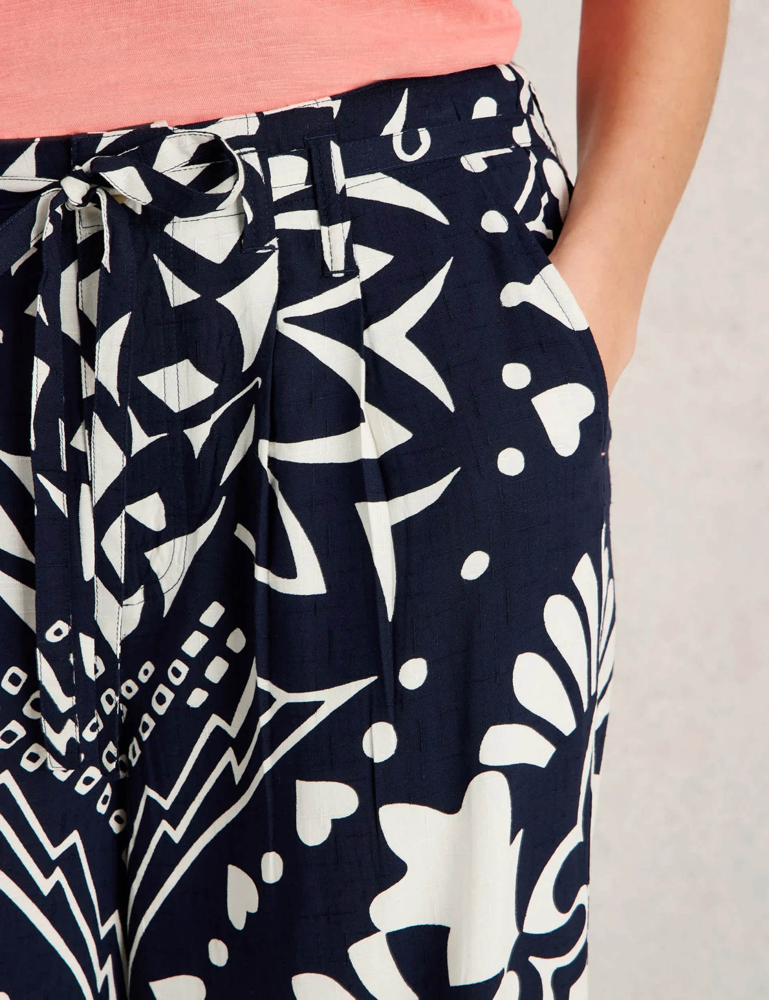 WHITE STUFF Printed Belted Wide Leg Trousers 5 WHITE STUFF Printed Belted Wide Leg Trousers - Image 5