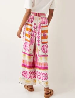 MONSOON Printed Elasticated Waist Wide Leg Trousers -Marksandspencer Sale Store Printed Elasticated Waist Wide Leg Trousers 3