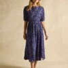 Joules Printed Round Neck Midaxi Waisted Dress -Marksandspencer Sale Store Printed Round Neck Midaxi Waisted Dress