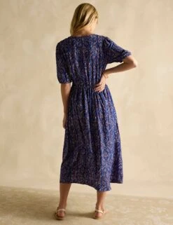 Joules Printed Round Neck Midaxi Waisted Dress -Marksandspencer Sale Store Printed Round Neck Midaxi Waisted Dress 3