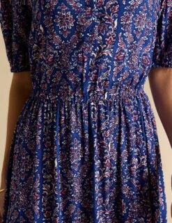 Joules Printed Round Neck Midaxi Waisted Dress -Marksandspencer Sale Store Printed Round Neck Midaxi Waisted Dress 5