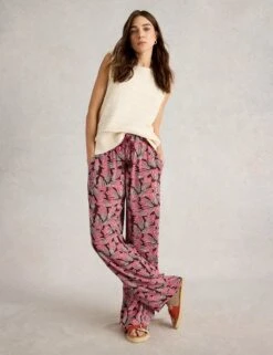 WHITE STUFF Printed Textured Wide Leg Trousers -Marksandspencer Sale Store Printed Textured Wide Leg Trousers 2