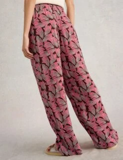 WHITE STUFF Printed Textured Wide Leg Trousers -Marksandspencer Sale Store Printed Textured Wide Leg Trousers 3