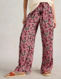 WHITE STUFF Printed Textured Wide Leg Trousers -Marksandspencer Sale Store Printed Textured Wide Leg Trousers 4