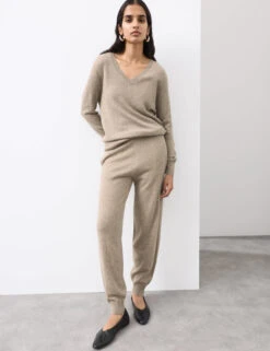 Pure Cashmere Tapered Ankle Grazer Joggers -Marksandspencer Sale Store Pure Cashmere Tapered Ankle Grazer Joggers 3