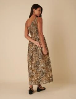 Pure Cotton Animal Print One Shoulder Midaxi Waisted Dress -Marksandspencer Sale Store Pure Cotton Animal Print One Shoulder Midaxi Waisted Dress 3