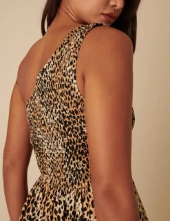 Pure Cotton Animal Print One Shoulder Midaxi Waisted Dress -Marksandspencer Sale Store Pure Cotton Animal Print One Shoulder Midaxi Waisted Dress 4