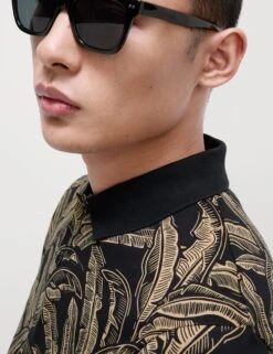 Pure Cotton Banana Leaf Print Polo Shirt -Marksandspencer Sale Store Pure Cotton Banana Leaf Print Polo Shirt 2