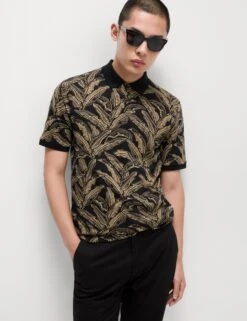 Pure Cotton Banana Leaf Print Polo Shirt -Marksandspencer Sale Store Pure Cotton Banana Leaf Print Polo Shirt 3