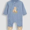 Pure Cotton Bear Applique Zip Sleepsuit (0-12 Mths) -Marksandspencer Sale Store Pure Cotton Bear Applique Zip Sleepsuit 0 12 Mths