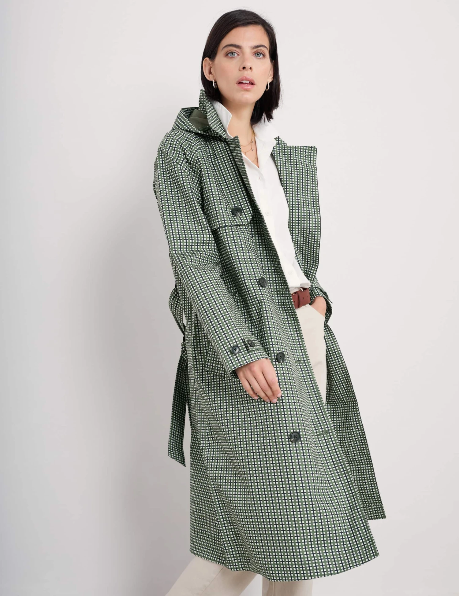 Pure Cotton Belted Hooded Longline Trench Coat 3 Pure Cotton Belted Hooded Longline Trench Coat - Image 3